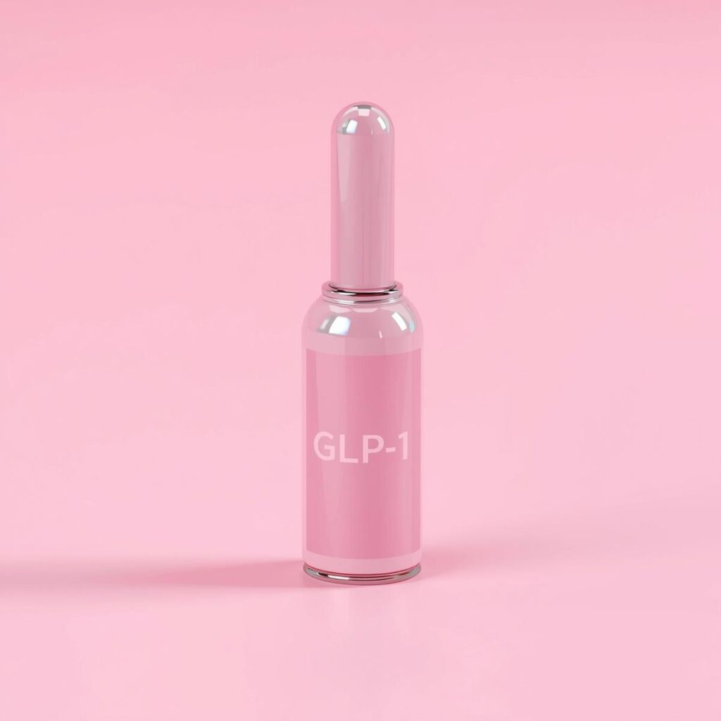 3d pink GLP 1 shot ampoule on pink background (3)